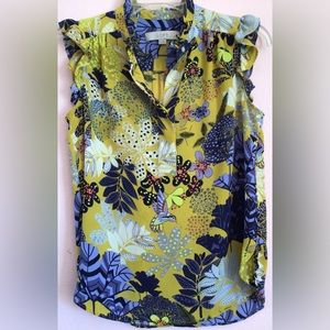Loft yellow purple sleeveless blouse size XSP